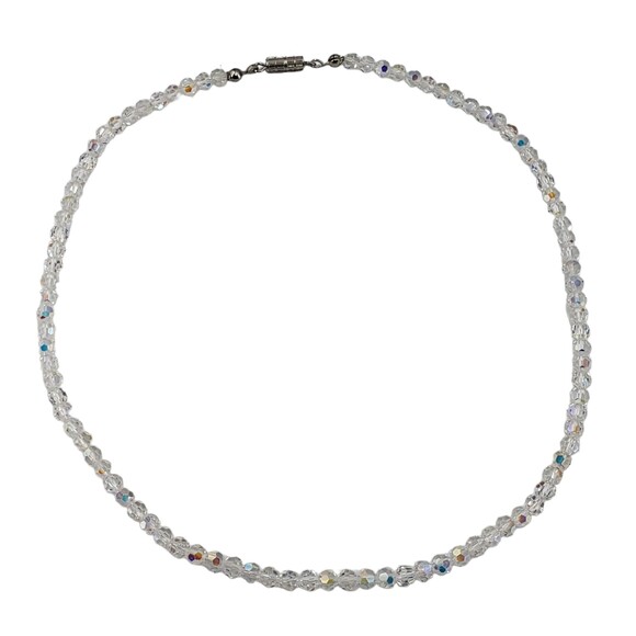 Vintage Faceted AB Aurora Borealis Bead Collar Choker Necklace Barrel Closure - Picture 3 of 8